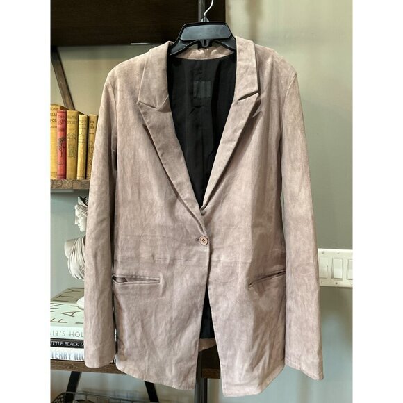 RtA Suede Single Breasted Blazer Pink Stone Womens Size Small - Picture 1 of 6